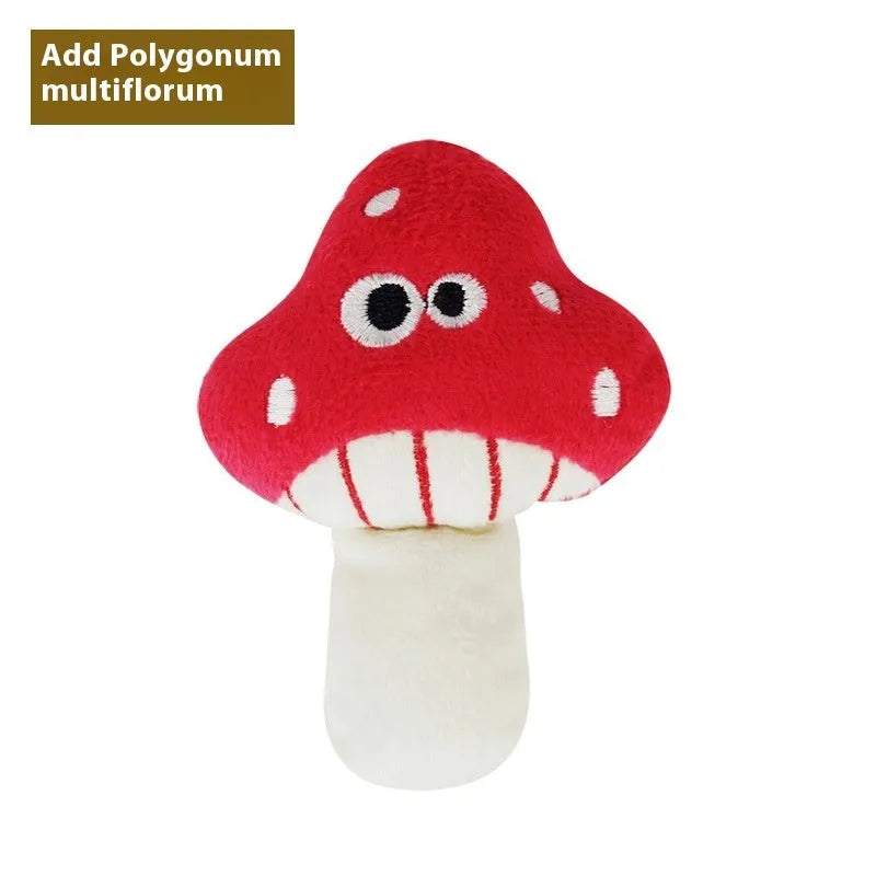 Polygonum multiflorum catnip plush toy showing six shapes: burrito, cone, cucumber, mushroom, pineapple, pizza