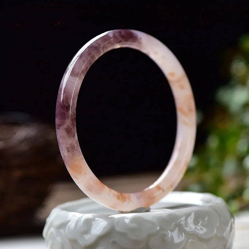 Women's jade violet bracelet in flat bar and round bar styles, showing size options.