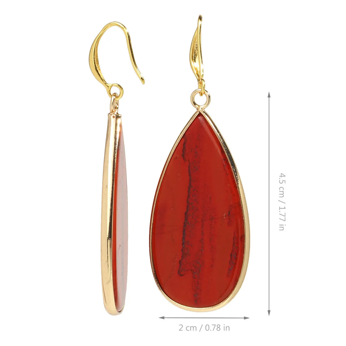 Vintage long drop earrings made from Tigereye stone with water droplets design