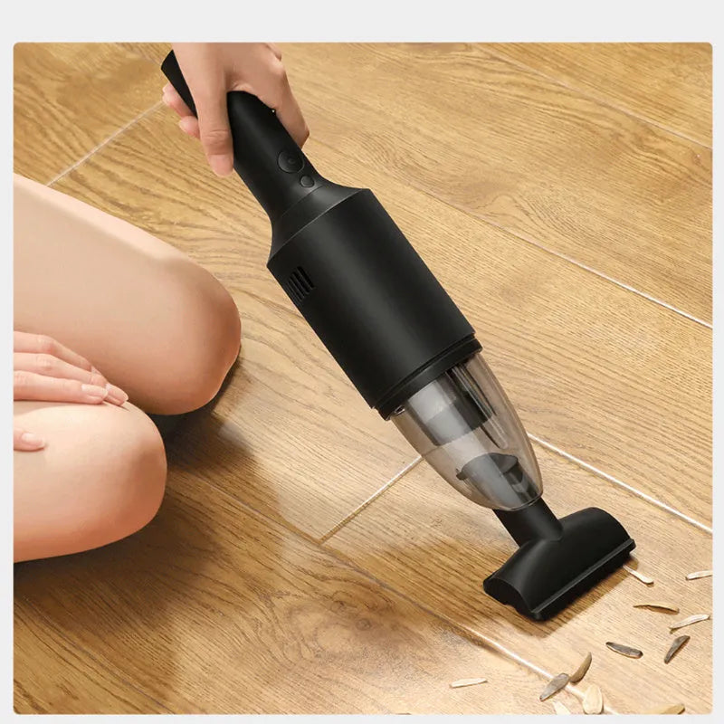 Black car vacuum cleaner with LED light and nozzle for 7000PA suction interior cleaning