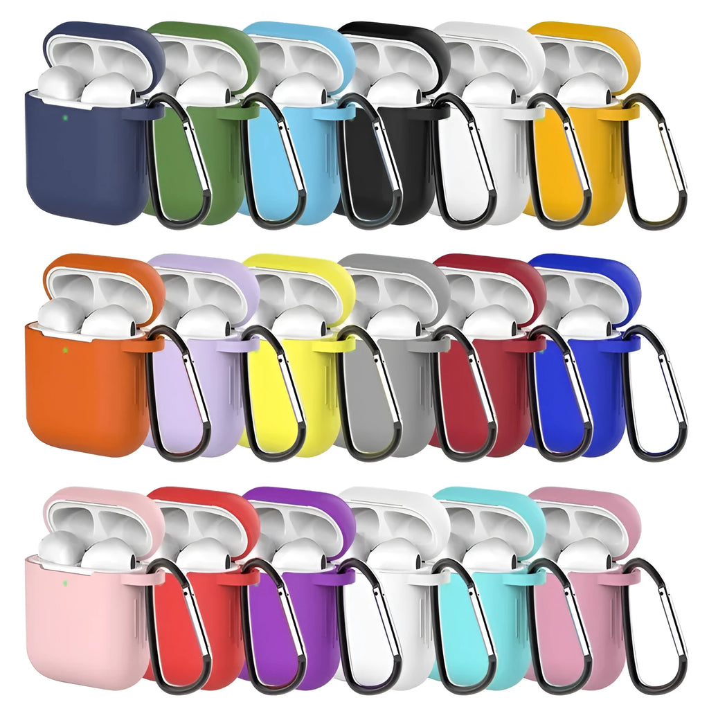 Silicone clamshell cover for Apple AirPods 1 and 2 in multiple colour options