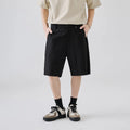 Men's apricot coloured loose-fit lyocell casual shorts on a hanger.