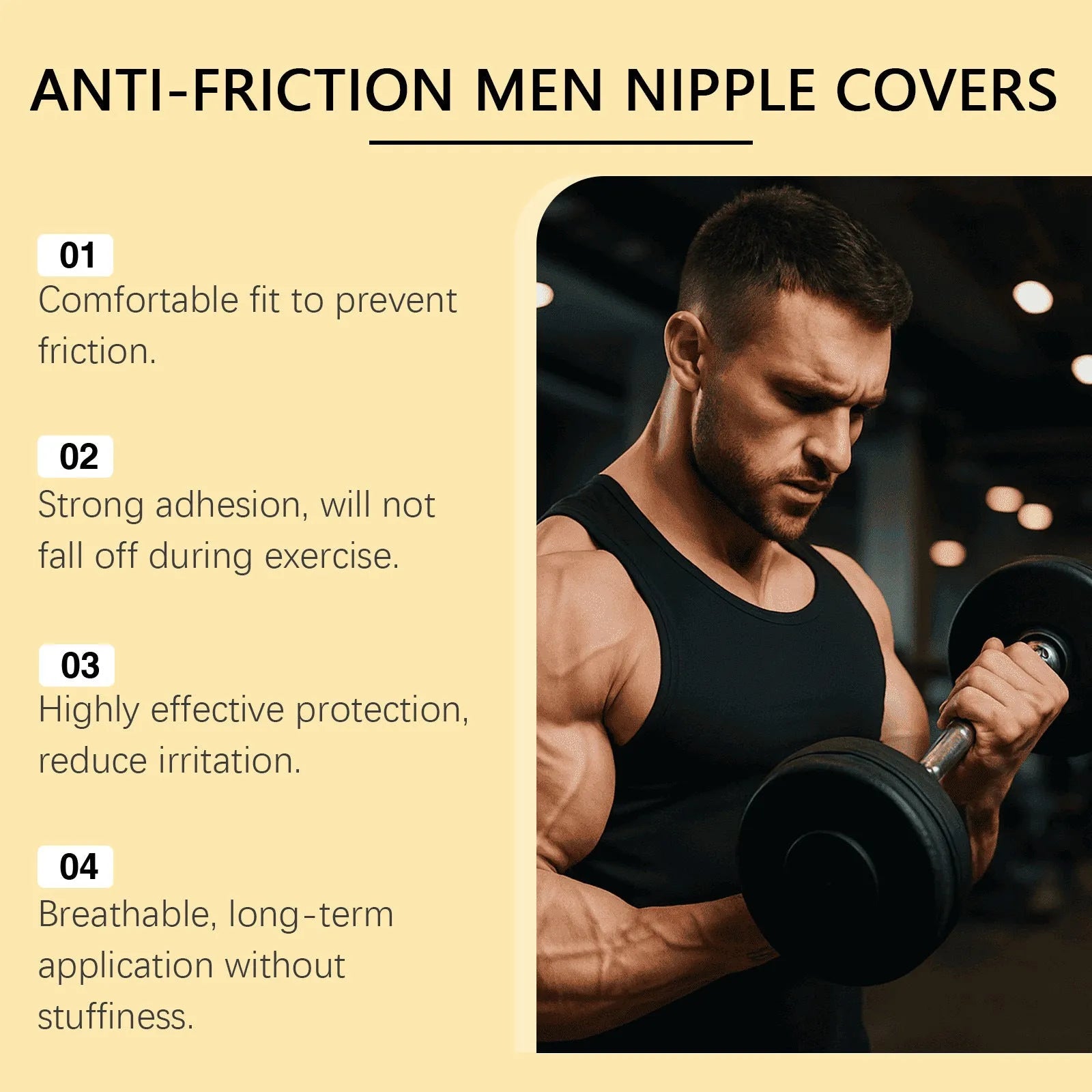Men's anti friction chest patch 50 pieces adhesive plasters for sports