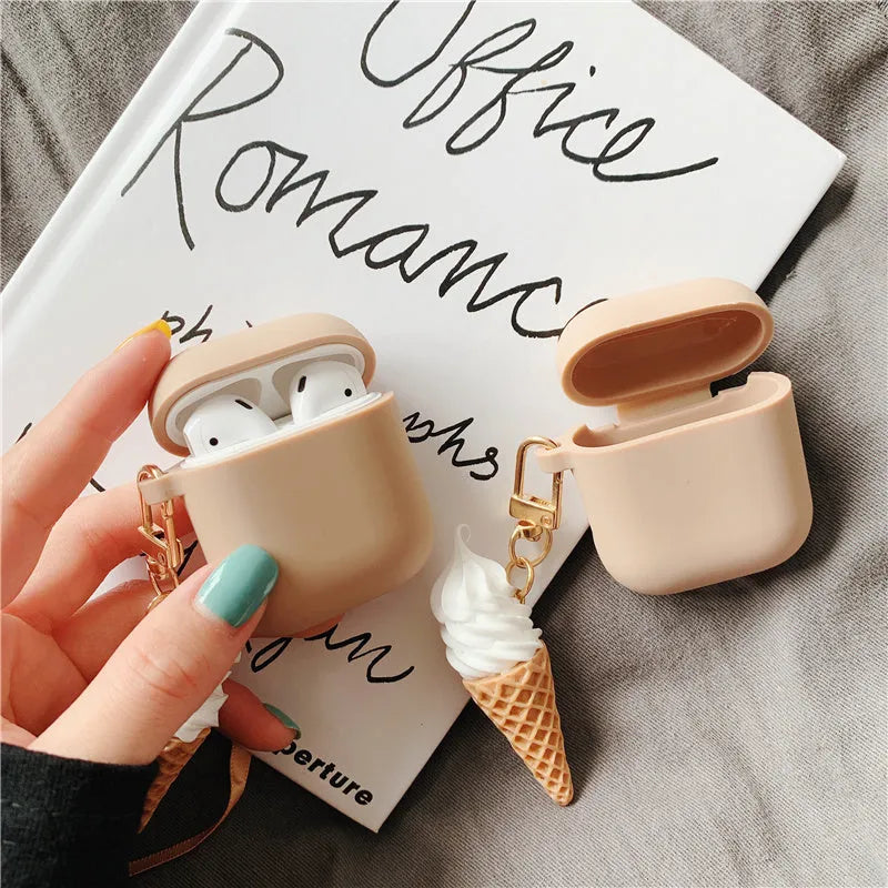 Cylinder ice cream design silicone case for Apple AirPods 2 wireless Bluetooth headphones