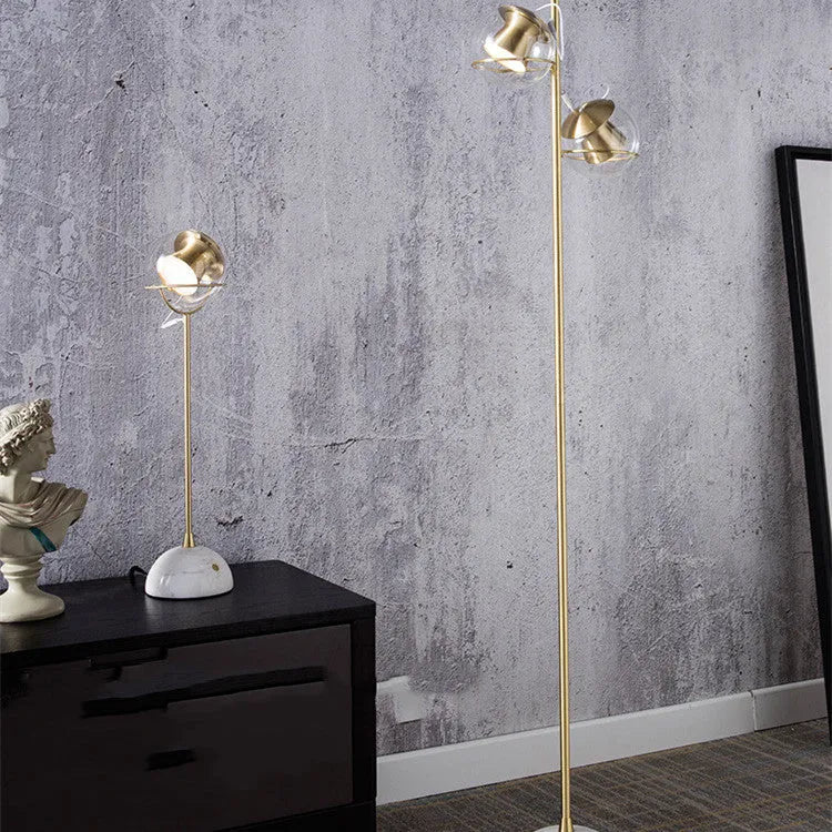 Glass lampshade desk lamp with touch switch dimming control and LED light source