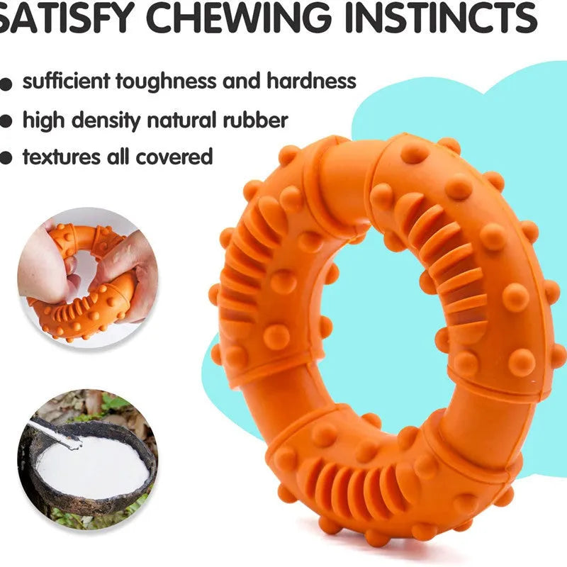 Blue, orange, and red bouncy hollow dog fetching stick toy for catch and chew games