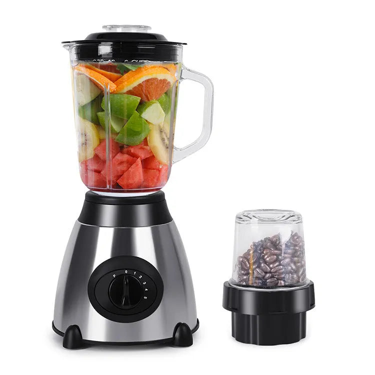 Multifunctional household grinder and juicer with stainless steel body, 20x40cm, available with glass or stainless steel cup