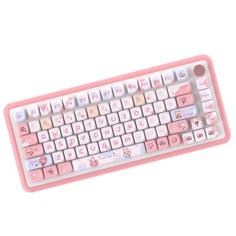 Sweet Cotton Candy custom pastel mechanical keyboard keycap set showing full 112-key layout