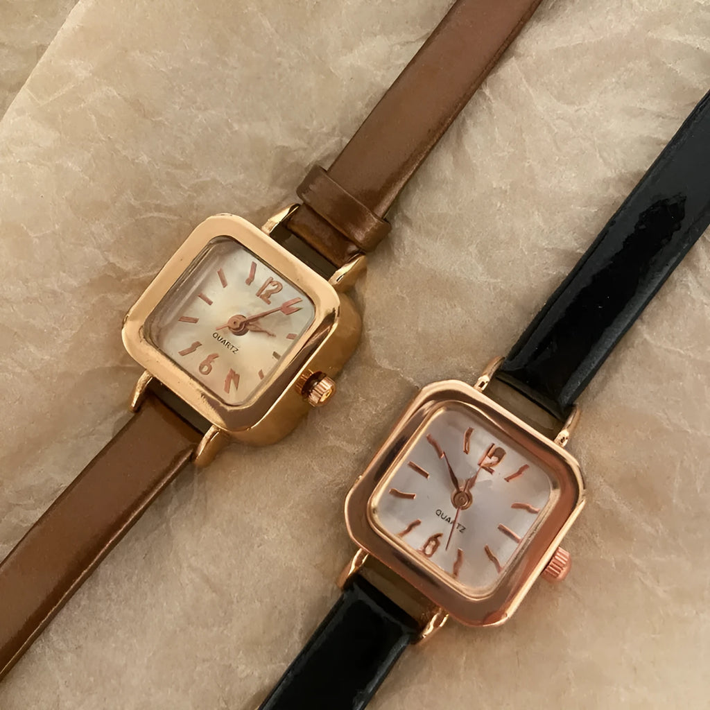 Women's art retro fashion watch with 10mm alloy case in black, white, pink, or brown