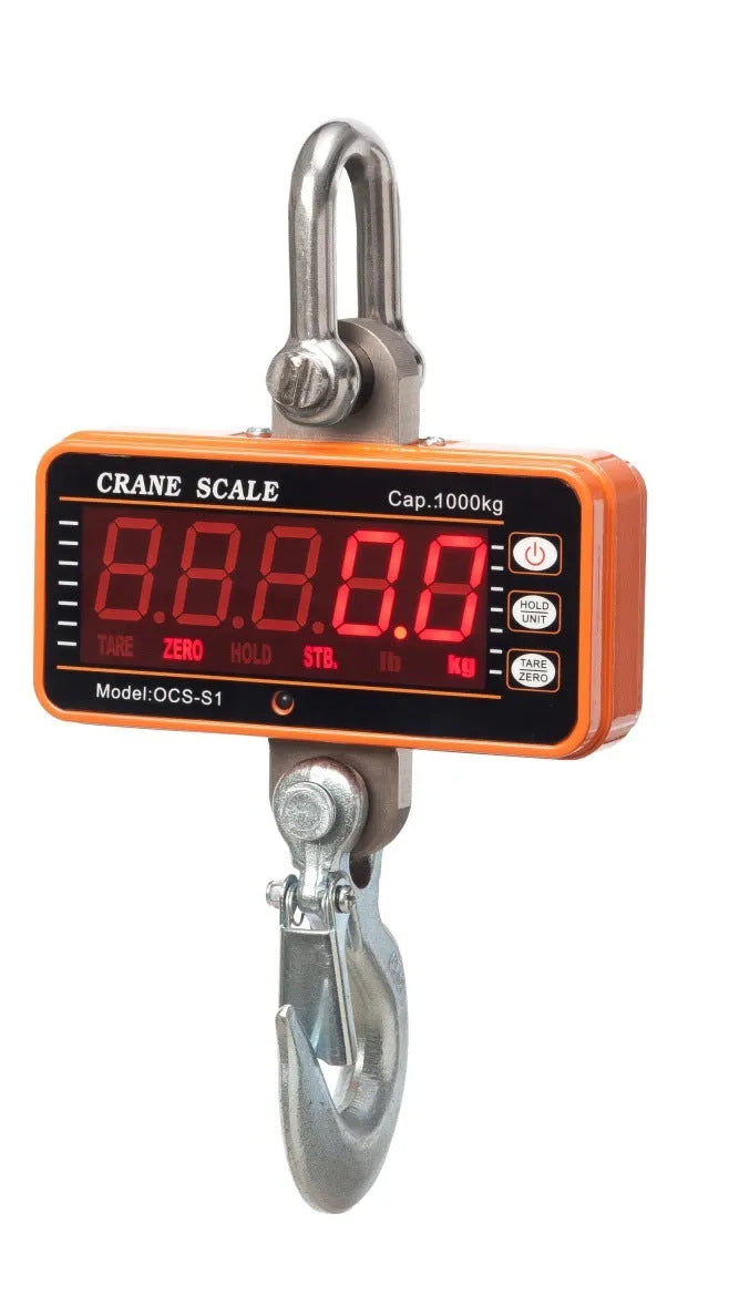 Orange electronic crane scale with digital display for industrial weighing up to 500kg