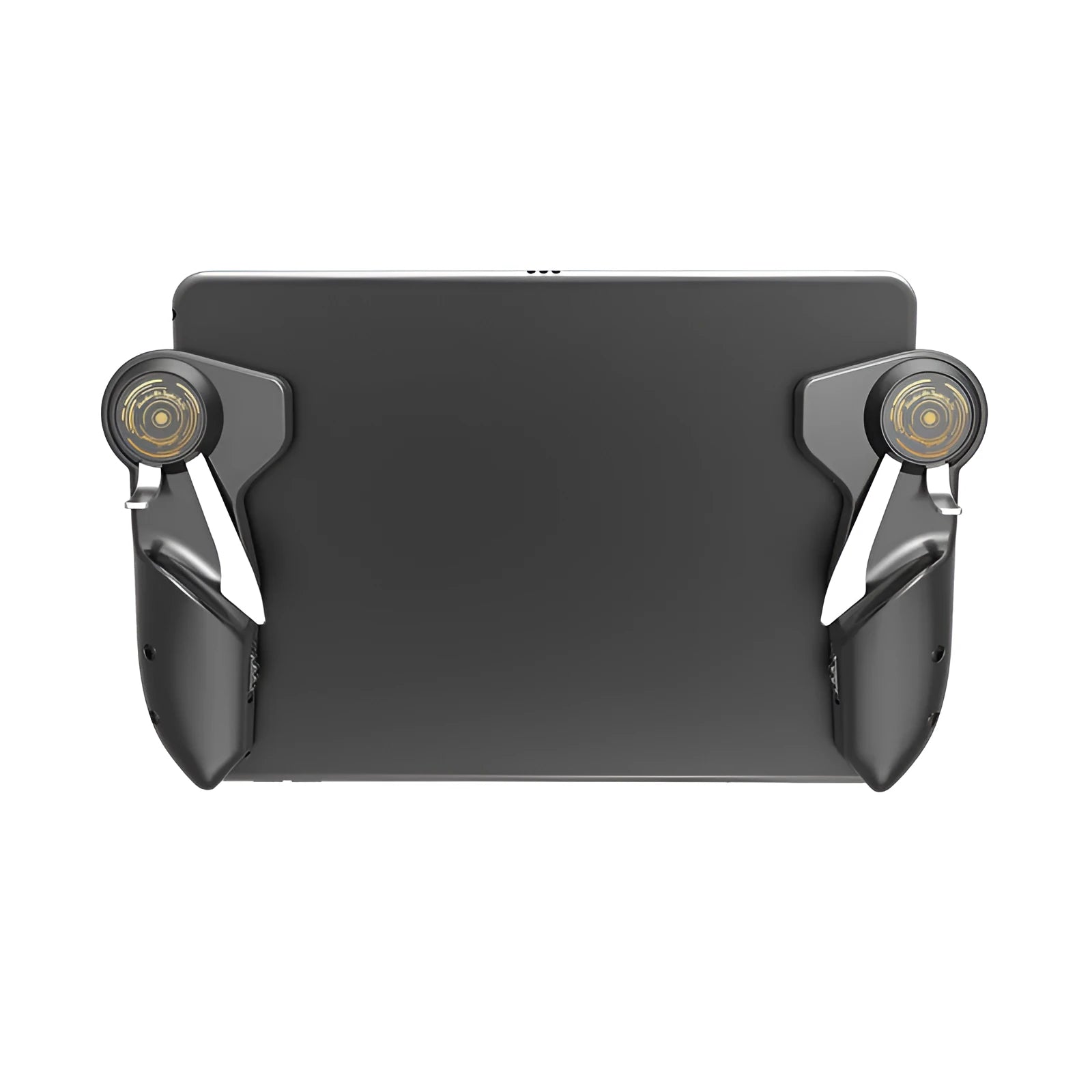Black six-finger PUBG mobile gaming controller for iPad and smartphones with adjustable triggers