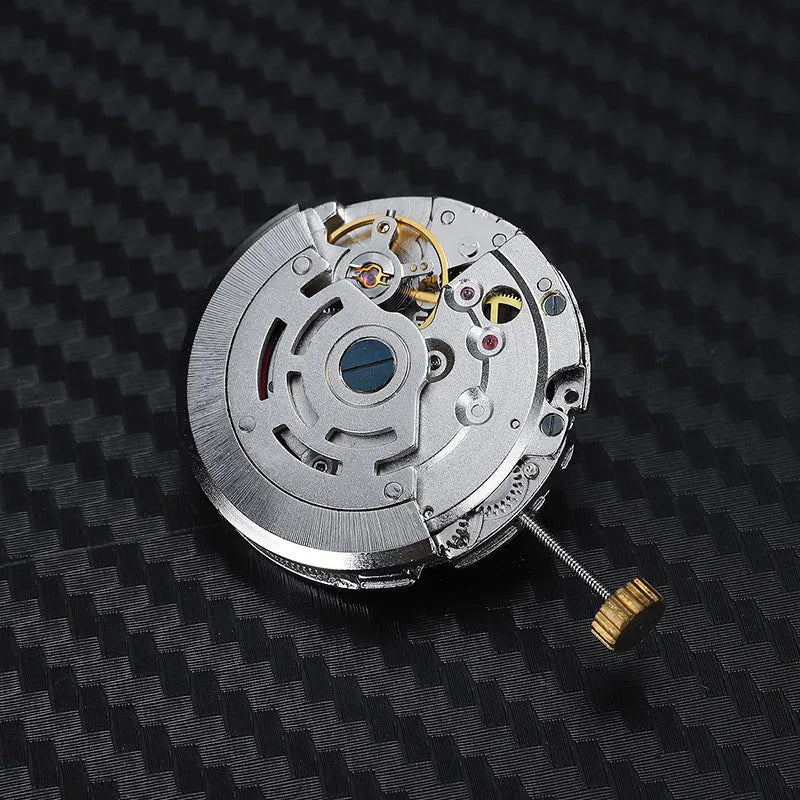 8215 automatic watch movement replacement with silver stainless steel mechanism measuring 25mm diameter
