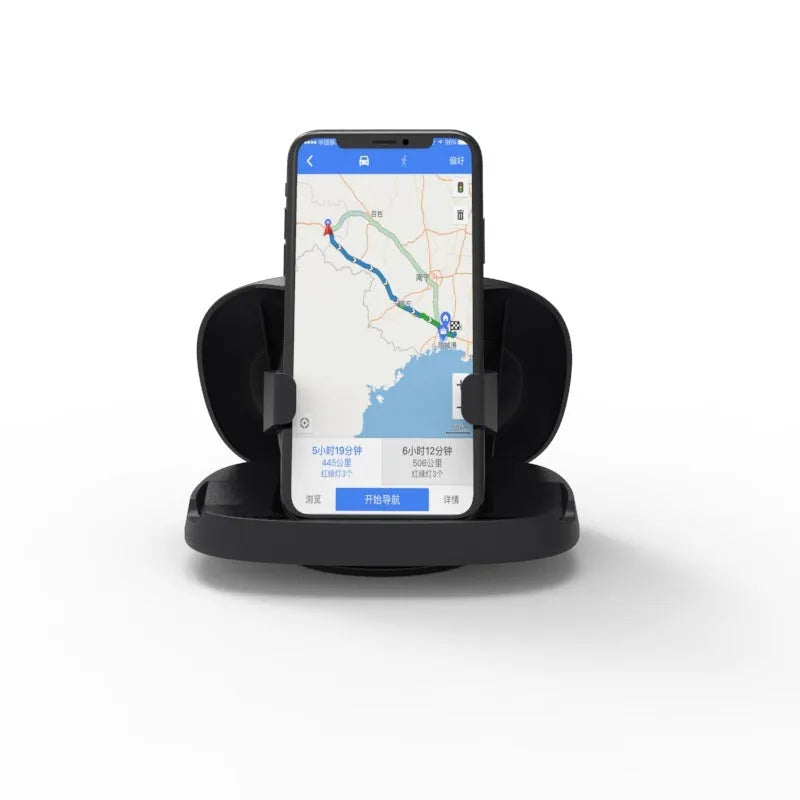 Black rotating suction cup car navigator bracket showing 360-degree adjustment mechanism
