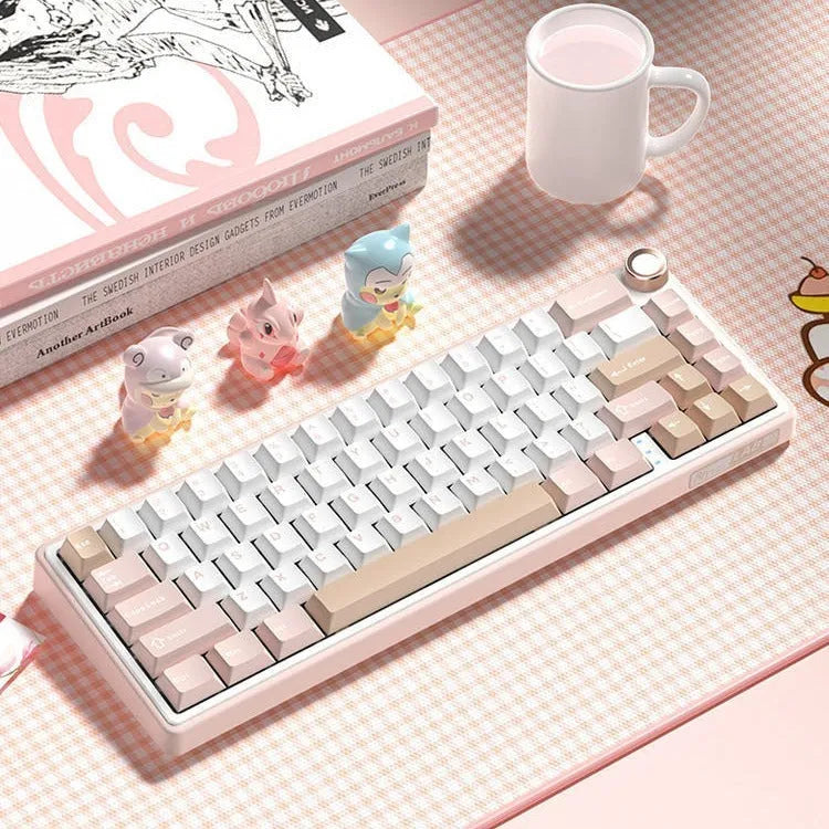 White wireless mechanical keyboard with RGB backlighting showing multiple colour illumination modes