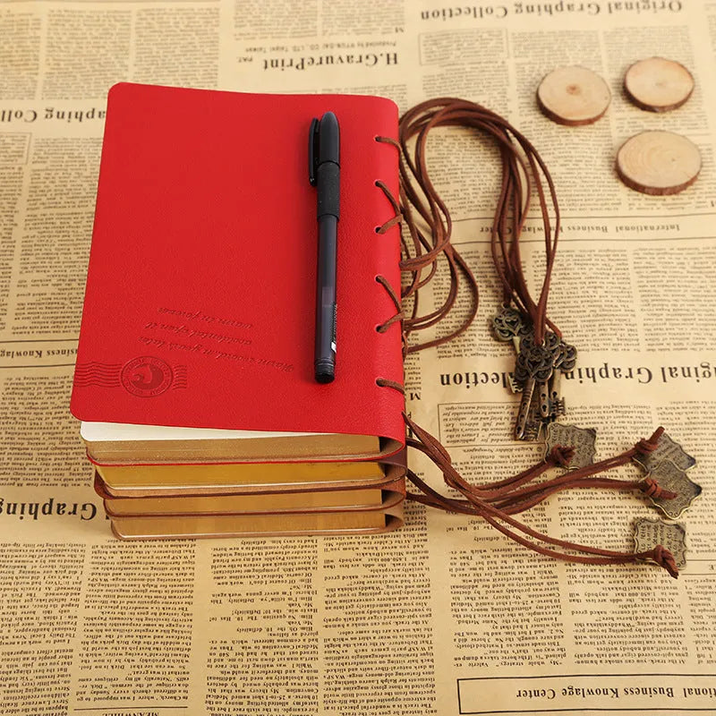 Retro bandage notebook with poly paper cover, 160 sheets, available in large and small sizes and various colours.
