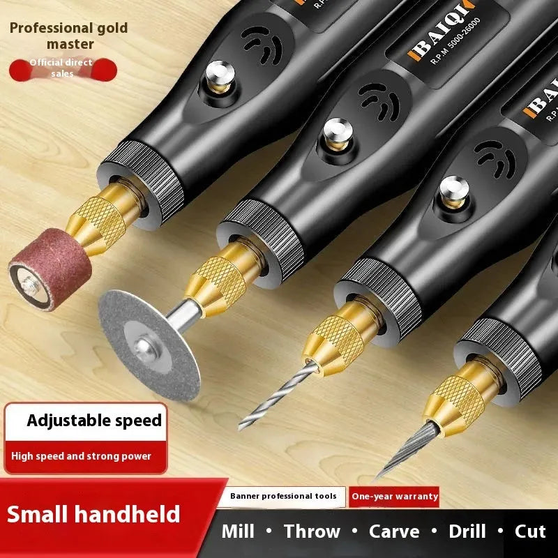 Small handheld 12W right angle grinder with metal grinding disc for weld seam polishing