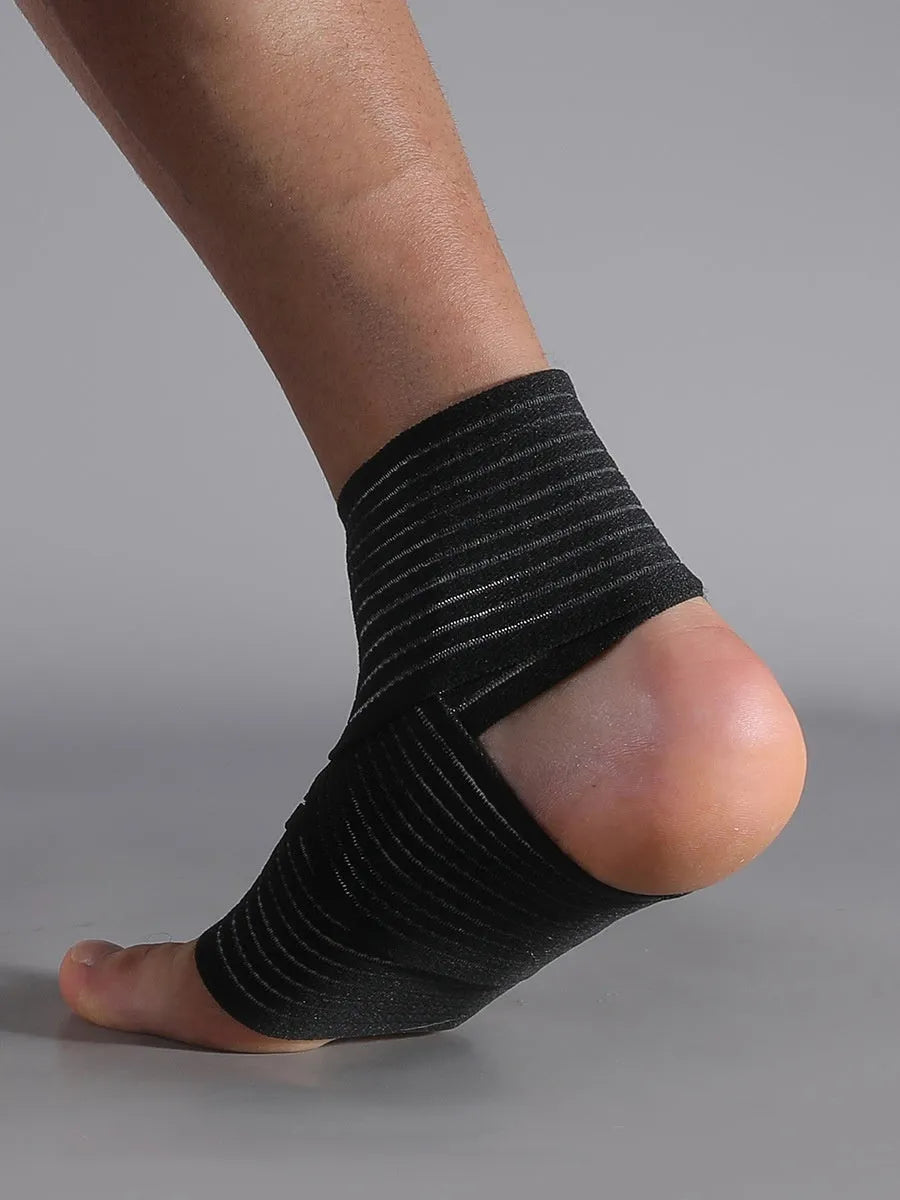 Adjustable black sports ankle support bandage for running, basketball, and cycling