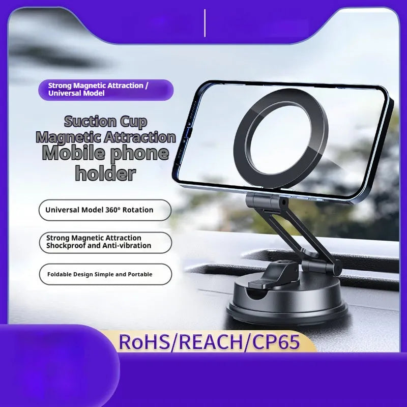 H154 black magnetic car phone holder mounted on dashboard