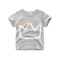 Boys' short sleeve cotton T-shirt in Korean style available in royal blue and grey colours