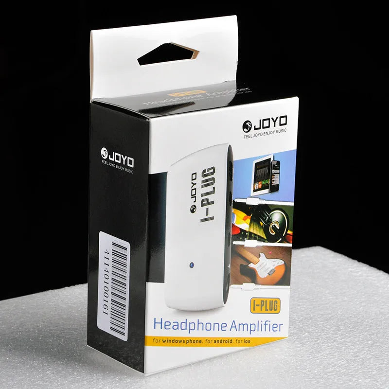 White metal distortion headphone amplifier with 6.35mm jack for guitar practice