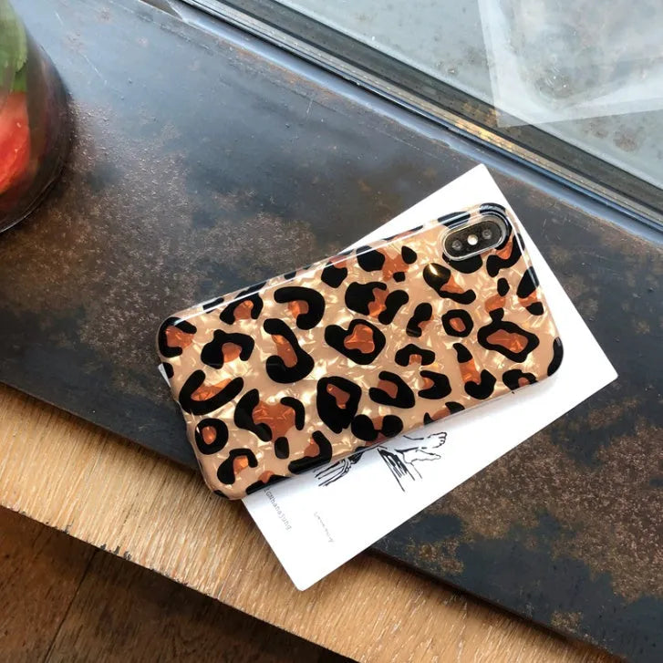 Colourful leopard print silicone and TPU phone case for iPhone models