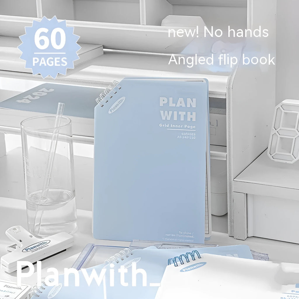 Oblique angle book series artsy ins style salt series notebook in A5 and B5 sizes with white or plaid blue covers