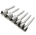 Steel leather punch tool set with half-round and V shapes in sizes 15mm to 40mm for DIY projects