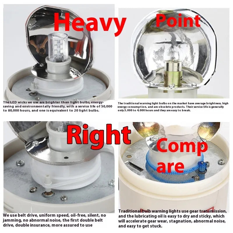 LTE-1101J industrial rotating warning light with coloured lenses and optional sound alarm
