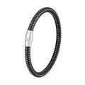 Men's titanium steel geometric wire bracelet with a magnetic clasp in black, shown on a wrist.