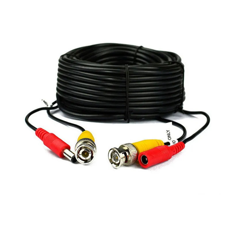 BNC DC Power Video Integrated Cable 5M Black with male and female connectors for security camera DVR wiring