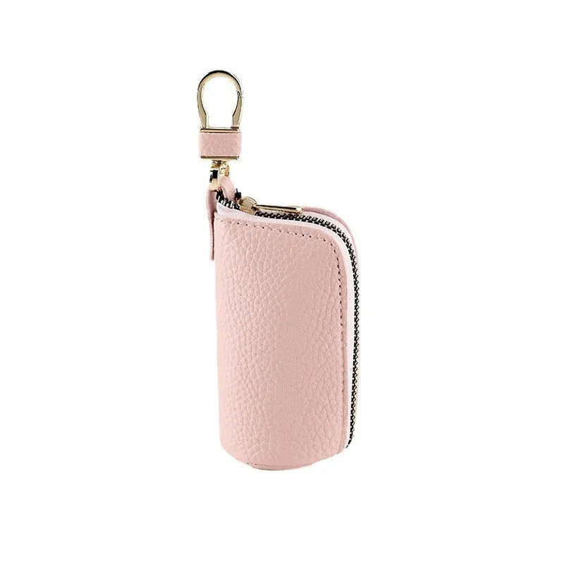 Black waterproof PU key case with zipper closure for organised key storage