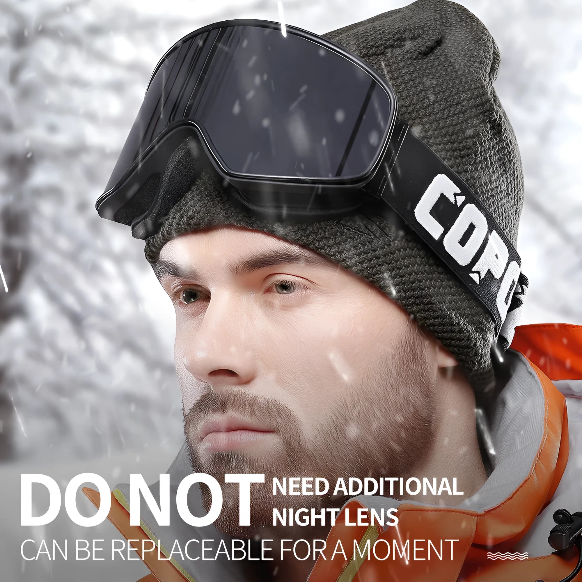 Magnet myopia night vision ski goggles with double-layer anti-fog PC and TPU construction