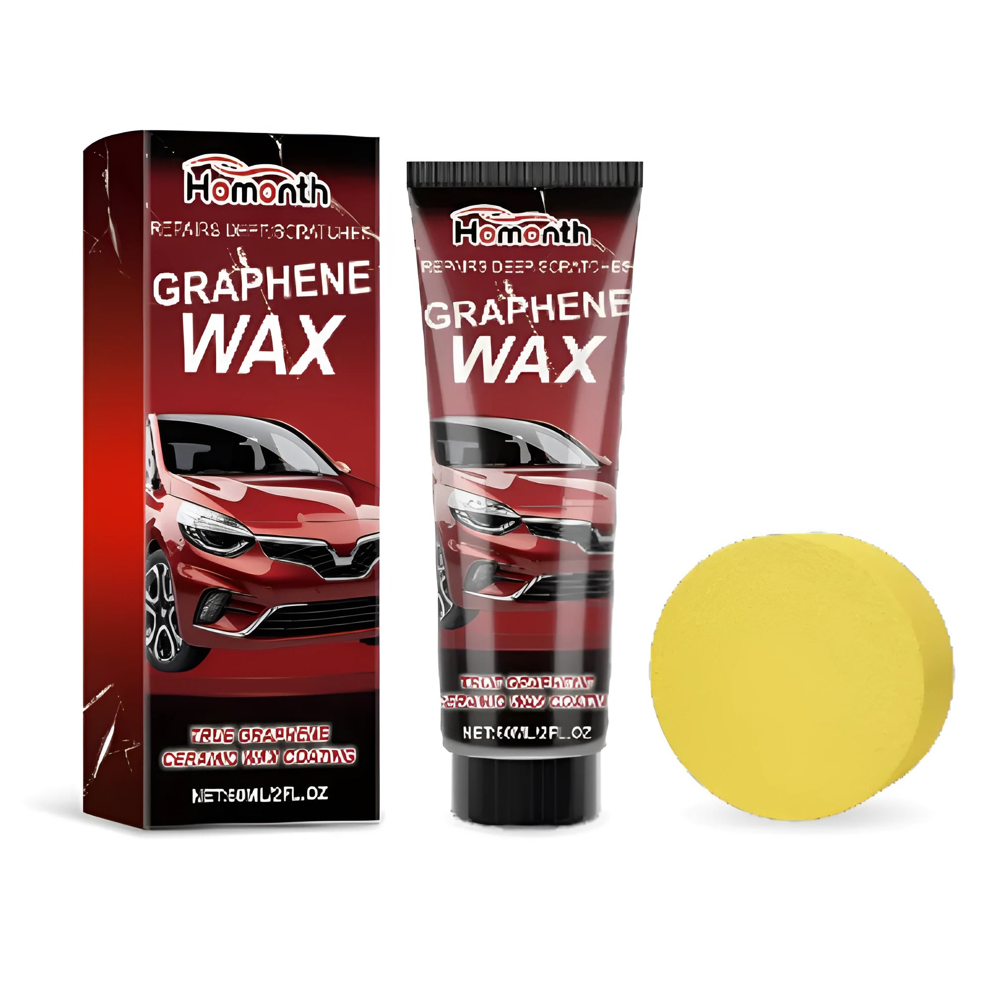 Graphene car scratch repair wax kit with 60ml bottle and applicator sponge