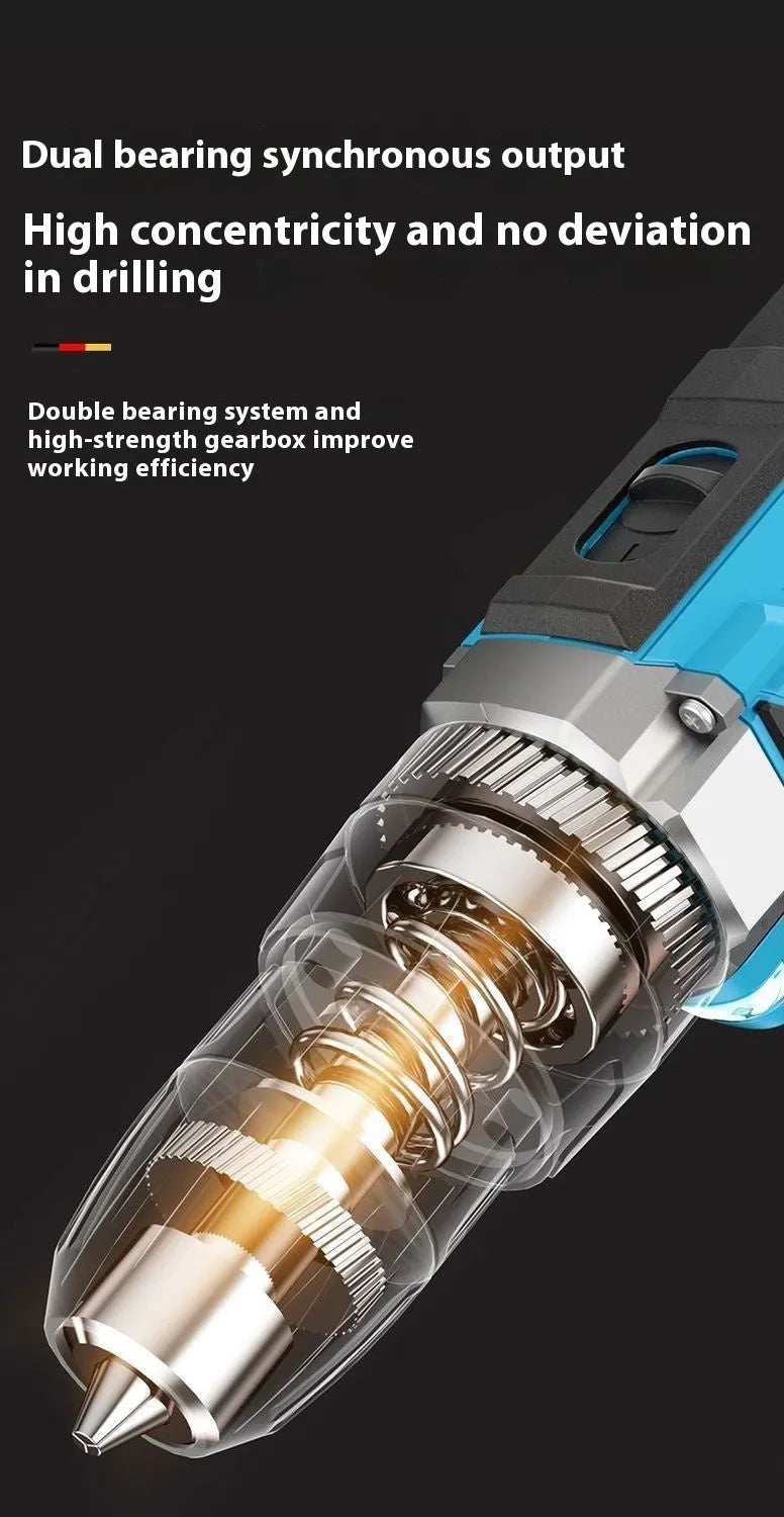 12V two-speed multifunctional impact pistol drill electric screwdriver set with plastic storage box