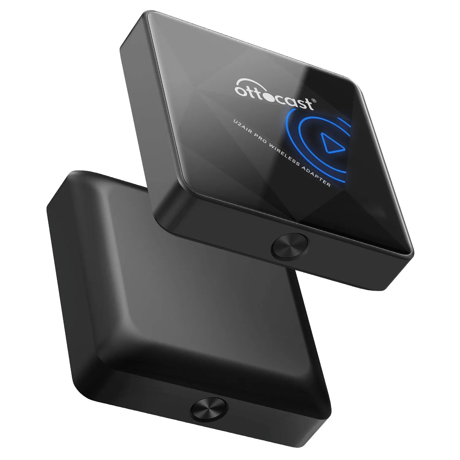 Black Wireless Car Bluetooth AIBOX Magic Box with Type-C port, dimensions 59x59x150mm