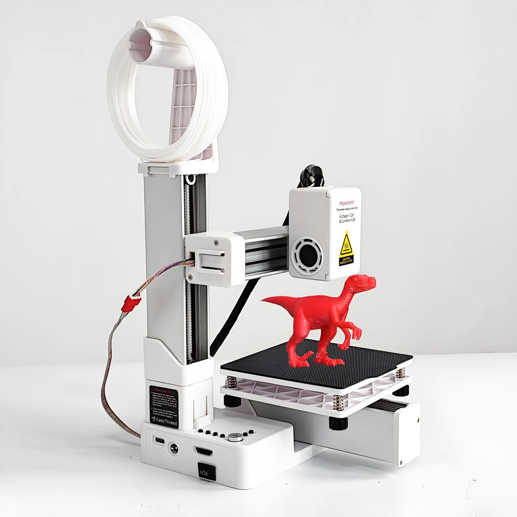 White EasyThreed K10 3D printer with desktop design and 175mm print height for TPU and PLA filaments