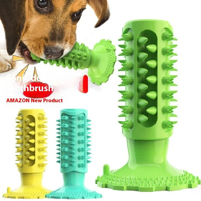 Cactus Lake Blue TPR silicone dog molar toy shaped like a corn dog for dental chewing