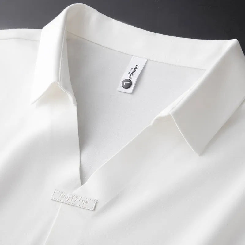 Men's slim fit lapel polo short-sleeved T-shirt in cotton blend fabric available in three colours