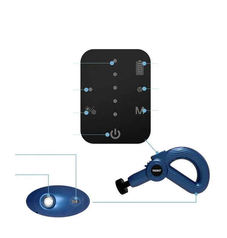 Black smart muscle massage gun with hot and ice compress therapy functions
