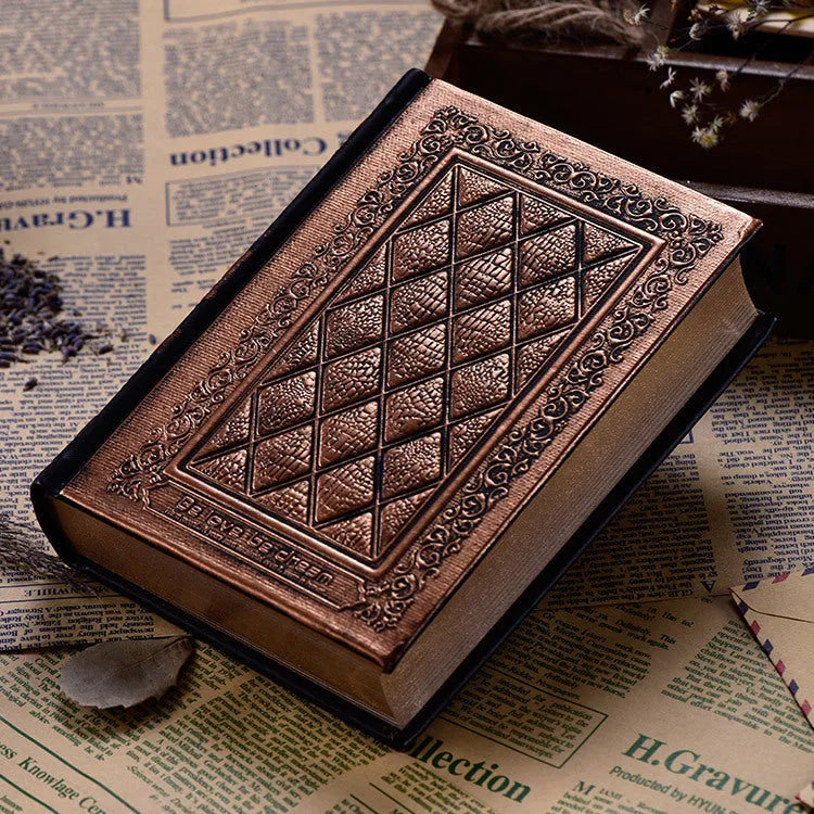 Embossed faux leather notepad with three-dimensional texture and thick pages in bronze colour