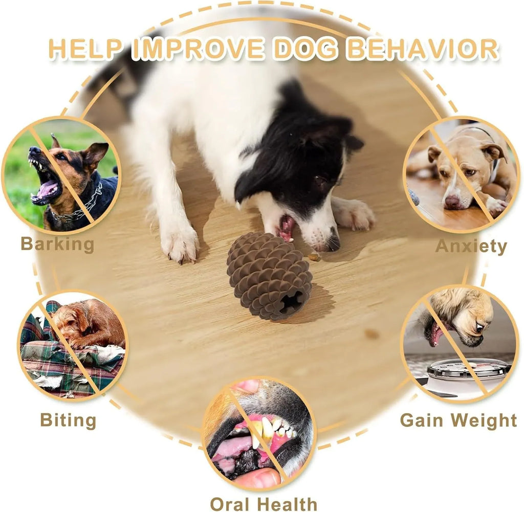 Yellow pine cone shaped heavy duty dog chew toy with treat dispenser for large breeds