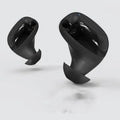 Bluetooth earphone in black with plastic body and in-ear fit for wireless music listening