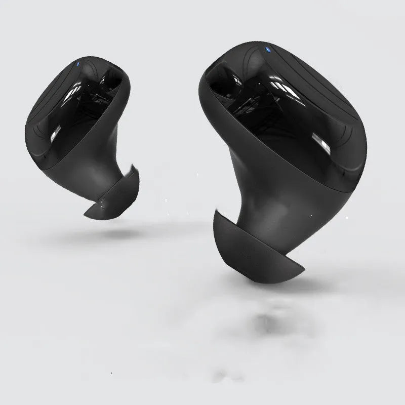 Bluetooth earphone in black with plastic body and in-ear fit for wireless music listening