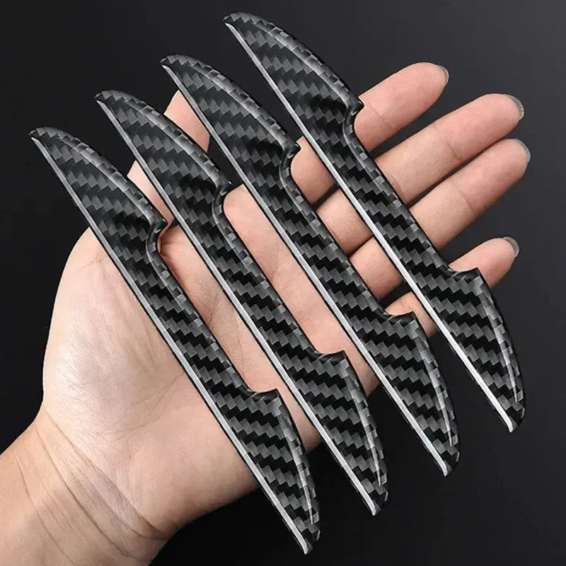 Black carbon fibre texture car door collision strips for edge protection against scratches and dents