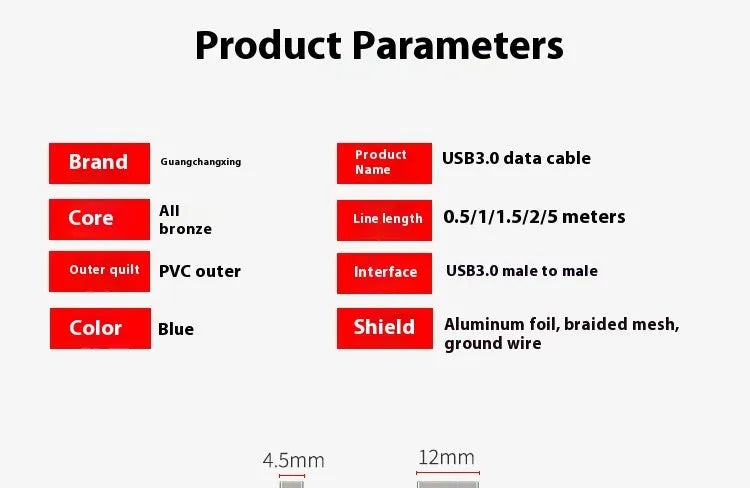 USB 3.0 A-to-A male-to-male data cable for hard disk boxes in various lengths