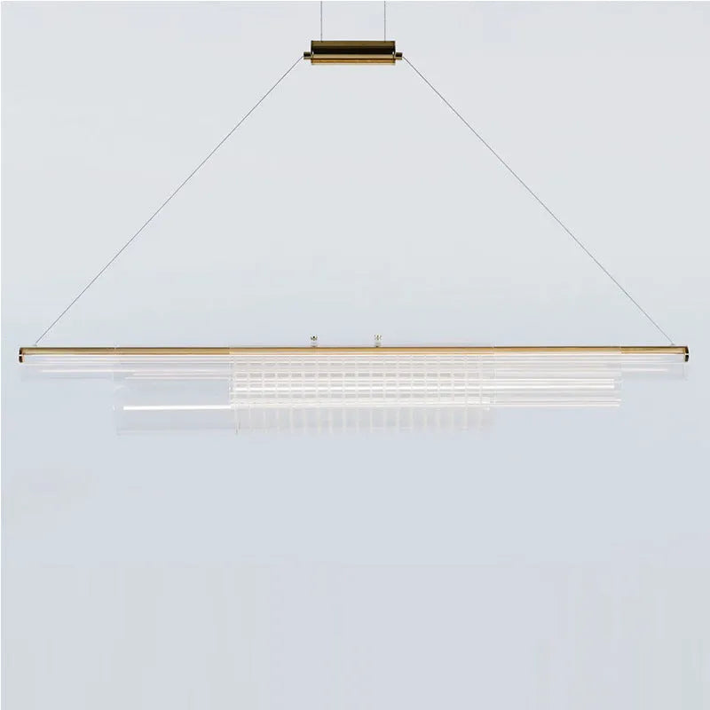 Minimalist glass pendant lamp with iron construction in three lengths for restaurant lighting