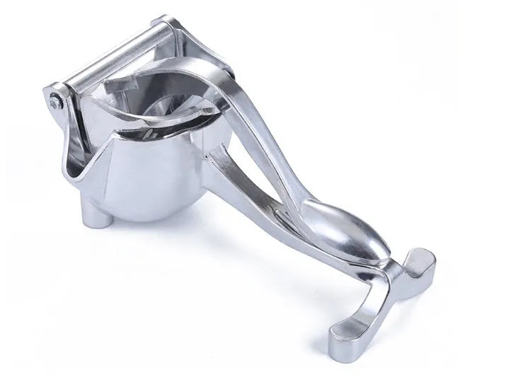 Silver aluminium and steel lemon squeezer with large bowl for whole citrus fruit