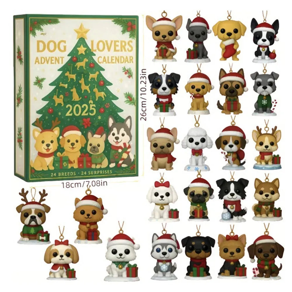 Dog lovers countdown calendar blind box with acrylic carved plated colour decoration and modern simplicity style