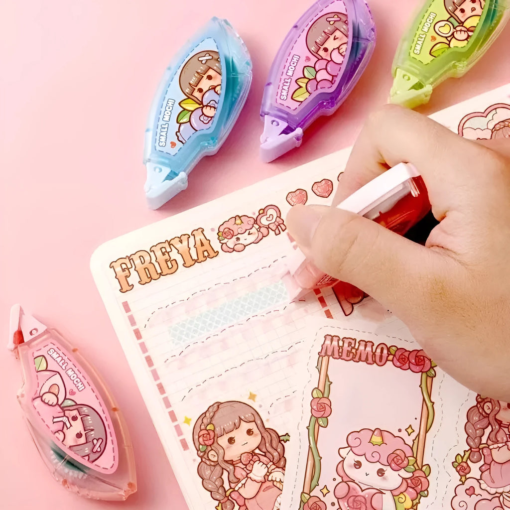 Dotting glue adhesive stationery in peach juice, lemon juice, blueberry juice, butter juice and grape juice colours