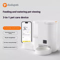 All-in-one AI pet feeder and water fountain with ceramic double bowl and visual food basin for adult cats